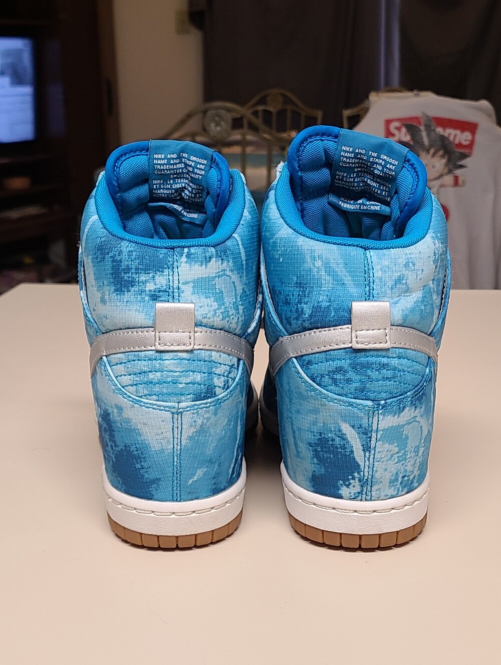 Nike Dunk Sky Hi Clearwater print casual wedge skateboard sneakers size 8 - Picture 6 of 9